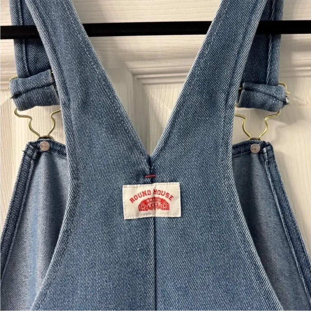 Vintage roundhouse Kids Blue Denim Overalls size 18 jeans pumpkin patch farm